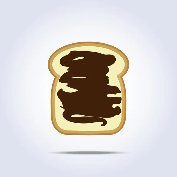 Ícone de torrada de pão branco com chocolate — Vetor de Stock