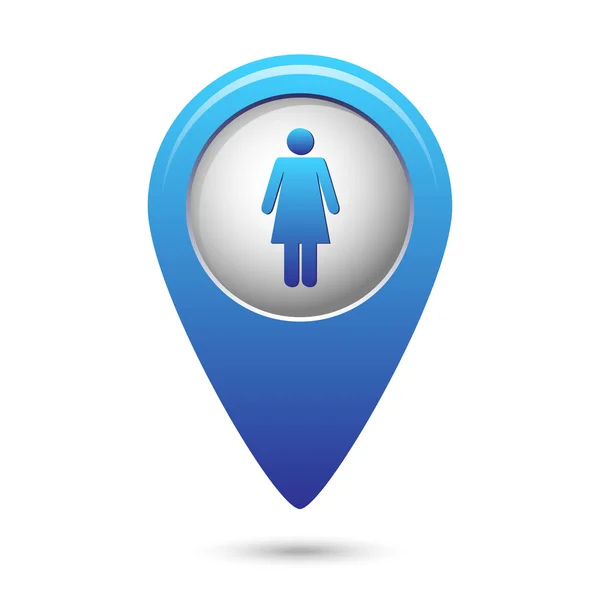 Blue map pointer with woman icon — Stock Vector