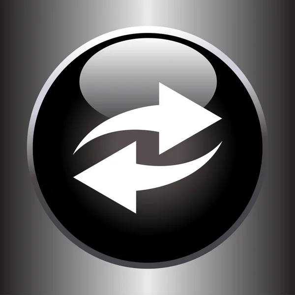 Icono de dos flechas en botón de cristal negro — Archivo Imágenes Vectoriales