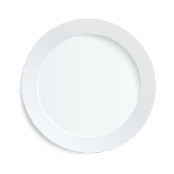 Leere weiße Platte auf weißem Hintergrund — Stockvektor