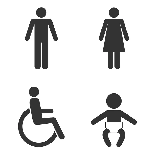 Ensemble de toilettes personnes signes — Image vectorielle