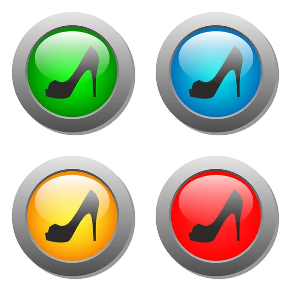 Lady shoe icon on buttons set — Stock Vector