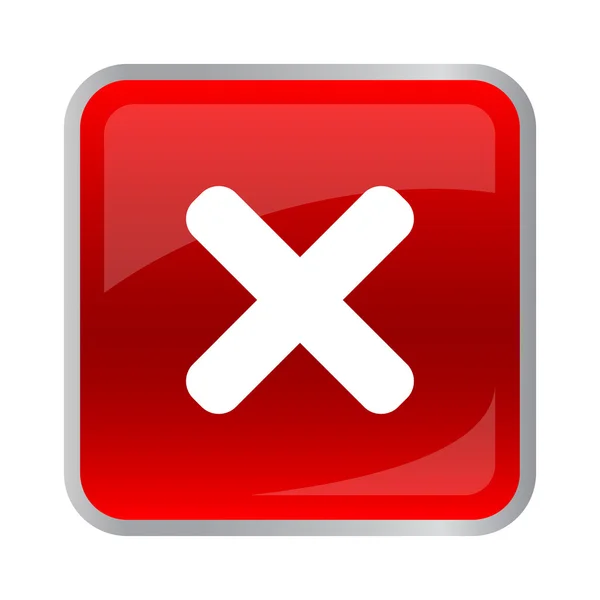 Rejeitado cor vermelha botão quadrado —  Vetores de Stock