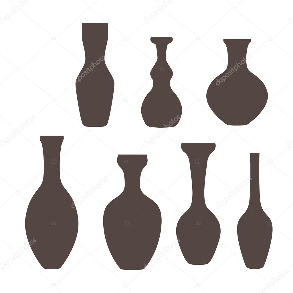 Set of vase icon in gray colors
