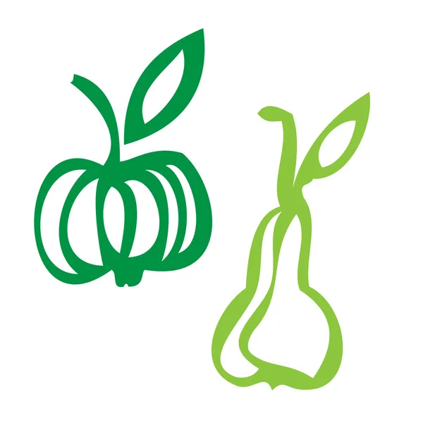 Stilisierte Symbole aus Apfel und Birne — Stockvektor