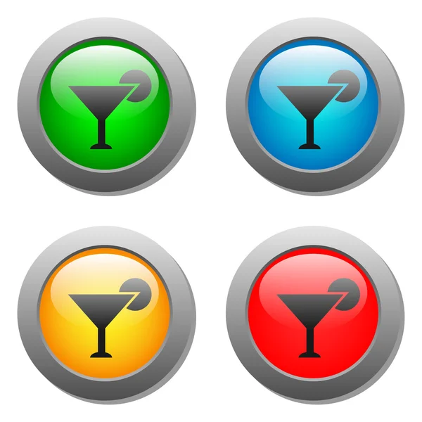 Wine glass simple icon on buttons set — Stock Vector