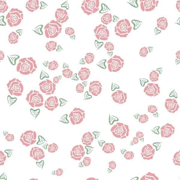 Rosa con patrón de hoja sin costura — Vector de stock