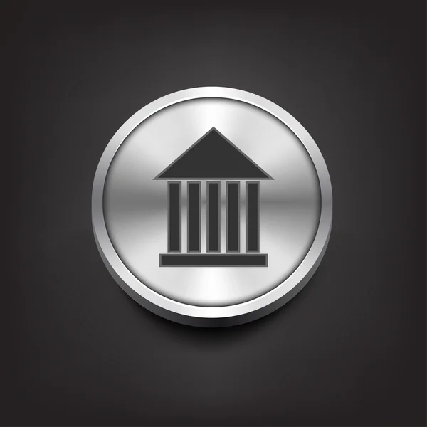 Museu ícone simples plana no botão de prata — Vetor de Stock