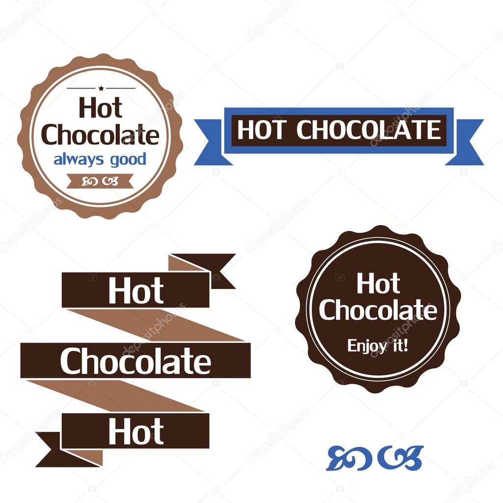 Hot chocolate labels, badges and design elements