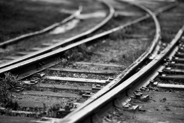 Tek renkli görüntü eski tren yolu bölme