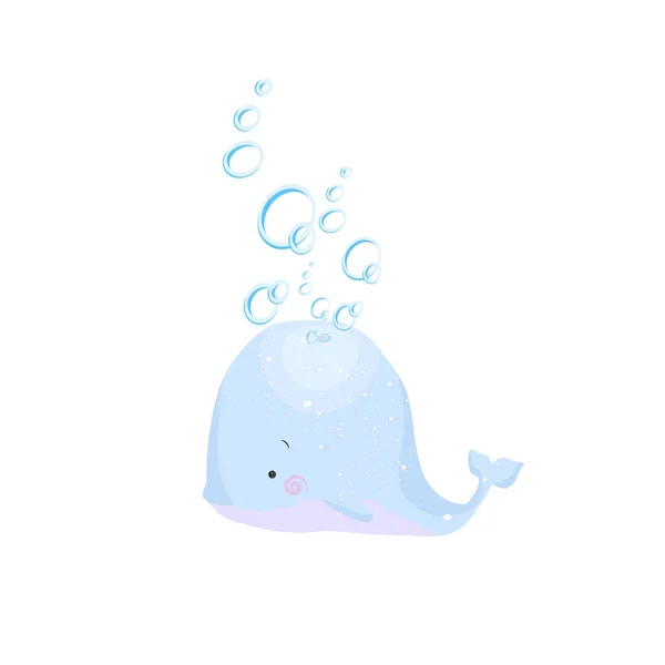 Bébé Baleine Drôle Mignon Dans Style Mignon Peut Être Utilisé — Image vectorielle