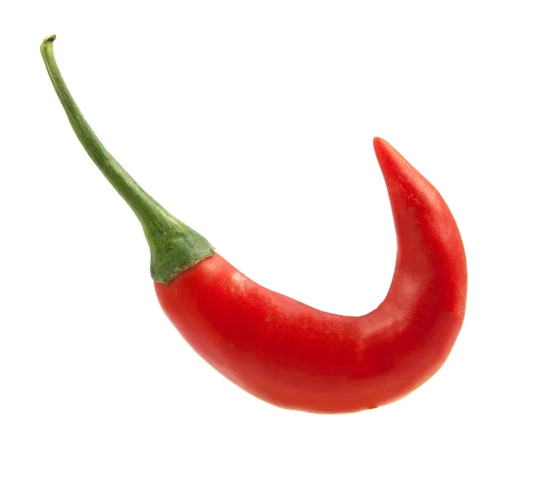 Czerwona papryczka chili bez odprowadzenia spalin na białym tle — Zdjęcie stockowe