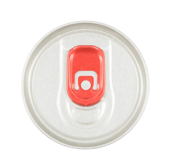 Vista de ángulo alto de la lata de soda de aluminio aislado en blanco —  Fotos de Stock