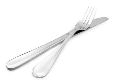 Bıçak ve çatal beyaz arkaplanda izole edildi