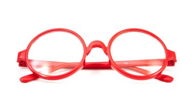 beyaz izole kırmızı moda gözlük