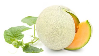 Turuncu kavun karpuz ve yaprakları