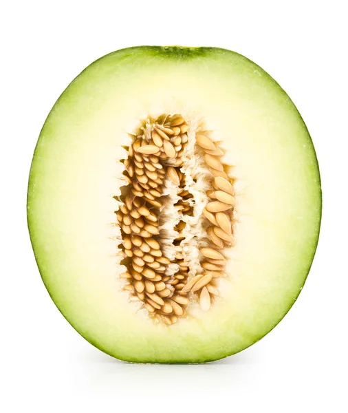 Melon kantalupa zielony na białym tle — Zdjęcie stockowe