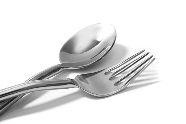 叉子和勺子隔离 — 图库照片