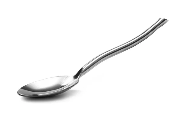 Beautiful Stainless steel glossy metal kitchen spoon isolated — Stock Photo, Image