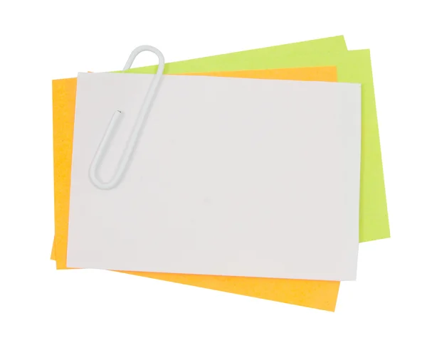 Multi color note with pink paper clip — Stock Photo, Image