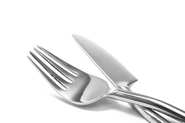 Couteau et fourchette isolés — Photo