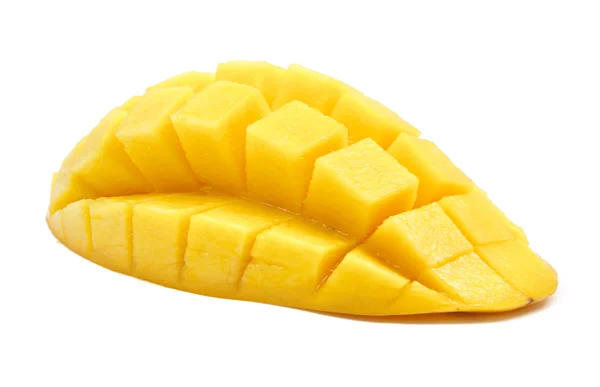 Mango-Scheibe in Würfel geschnitten Nahaufnahme isoliert — Stockfoto