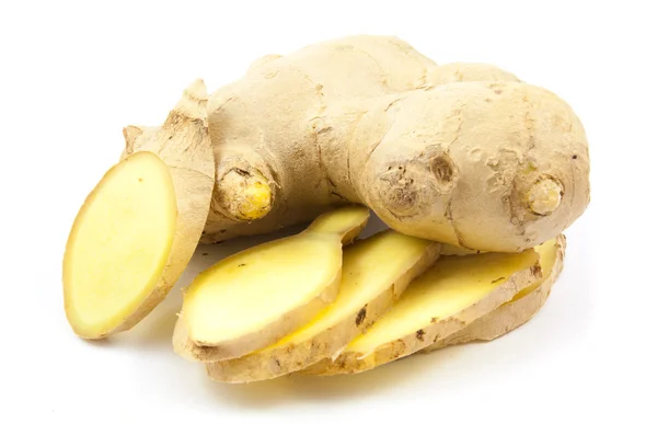 Fresh ginger slide isolated — Stock Photo, Image