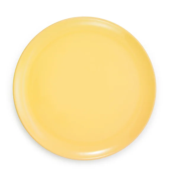 Placa amarela isolada sobre fundo branco — Fotografia de Stock