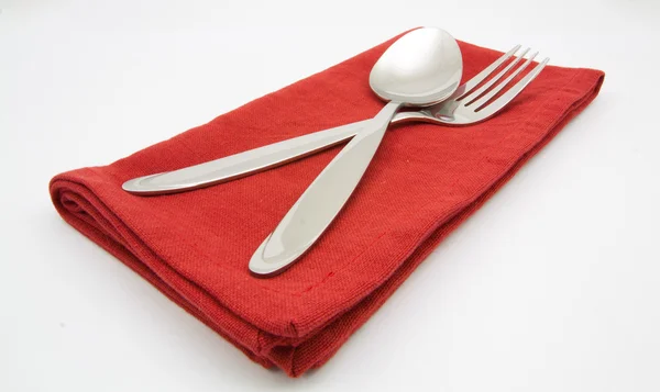 Foto cubiertos tenedor servilleta — Foto de Stock