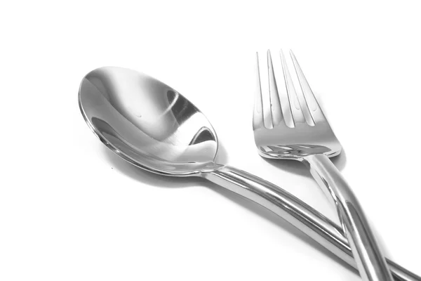 Forchetta e cucchiaio isolati — Foto Stock