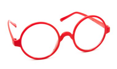 beyaz izole kırmızı moda gözlük