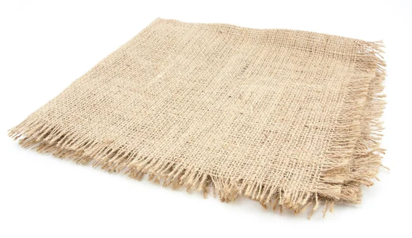 Burlap hessian saque isolado no fundo branco — Fotografia de Stock