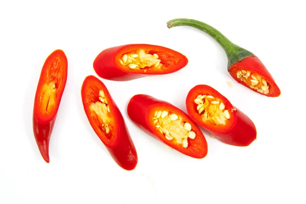 Piments rouges coupés capsicum — Photo