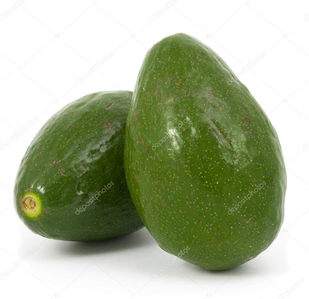 two ripe avocados isolated 