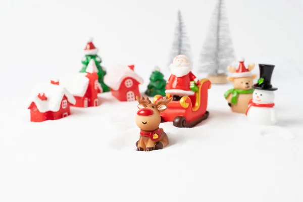 Santa Claus Coming Stad Met Sneeuw Achtergrond — Stockfoto