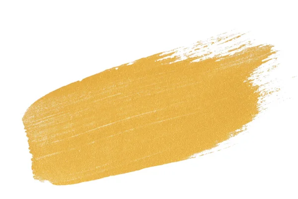 Złota Tekstura Plama Farby Białym Tle — Zdjęcie stockowe