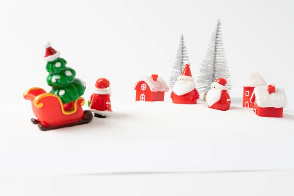 Santa Claus Viene Ciudad Con Fondo Nieve — Foto de Stock