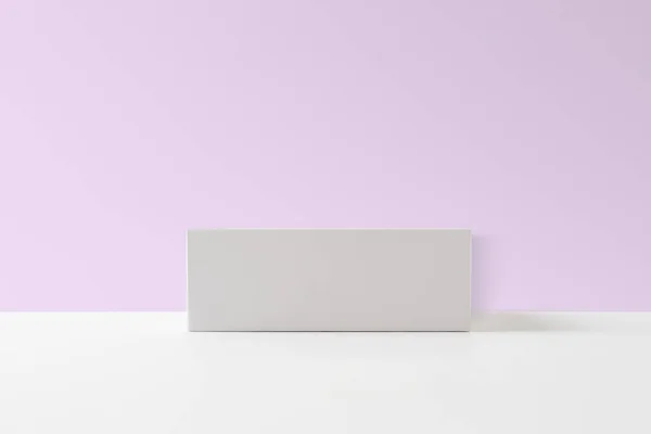 Etapa Producto Caja Blanca Sobre Fondo Rosa — Foto de Stock