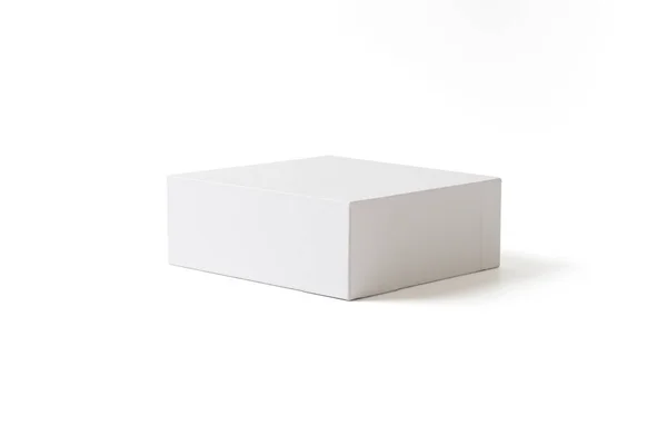 Etapa Producto Caja Blanca Sobre Fondo Rosa — Foto de Stock