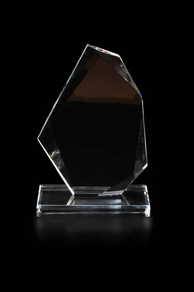 Prêmio Branco Cristal Isolado Fundo Preto — Fotografia de Stock