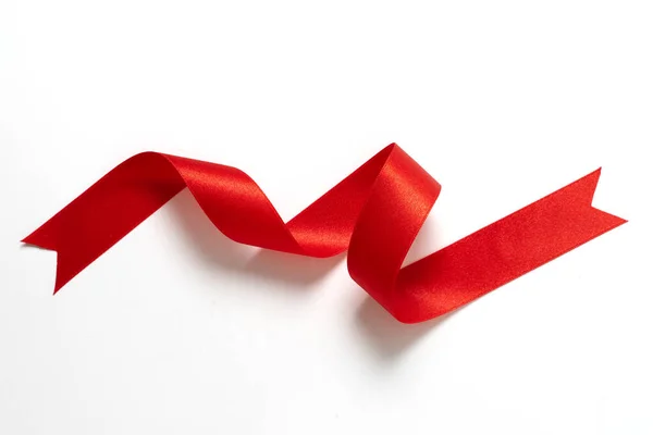 Roll Red Ribbon Isolated White Background — Stock Photo, Image