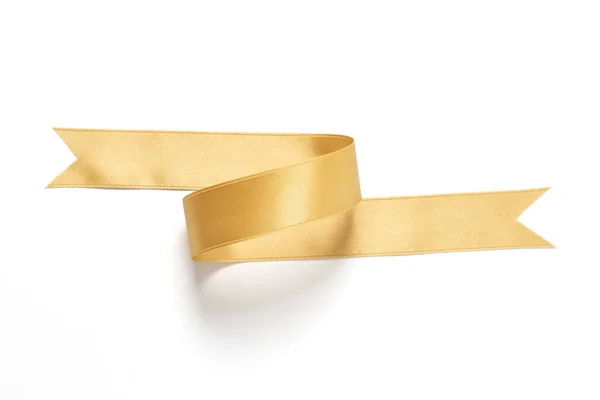 Roll Gold Color Ribbon Isolated White Background — Stock Photo, Image