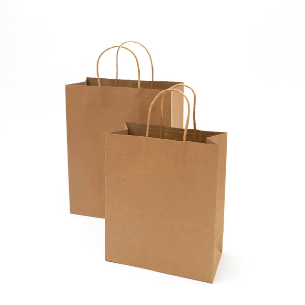 Recycled Paper Shopping Bags White Background — Stock Photo, Image