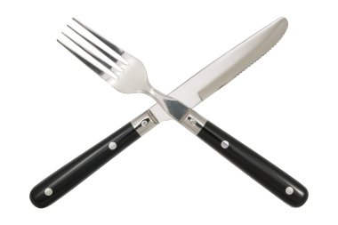 Bıçak ve çatal beyaz arkaplanda izole edildi