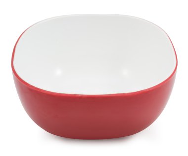 Kırmızı kase beyaz arkaplanda izole