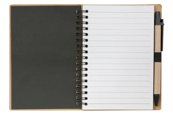 Abra cuaderno y pluma — Foto de Stock