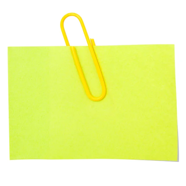 Green Note with paper clip — Stock Photo, Image