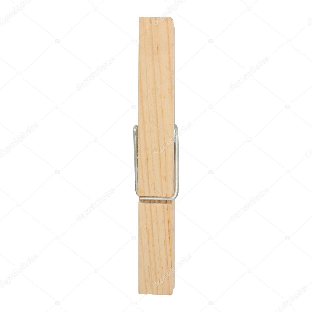 wooden cloth pegs isolated on white background