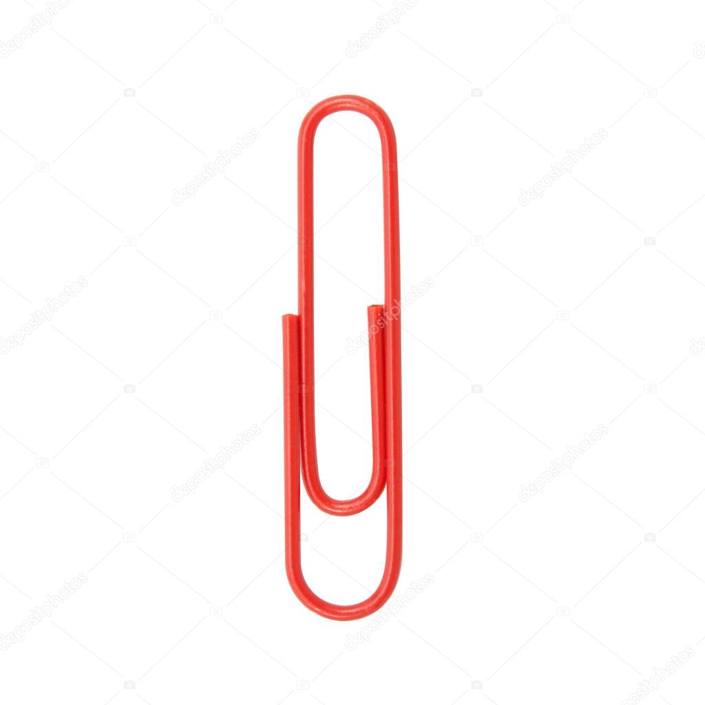 Red Paper Clip isolated on white background