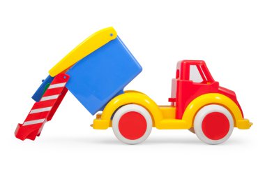 oyuncak kamyonları üzerinde beyaz izole